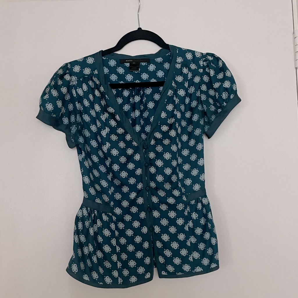 Marc Jacobs Short Sleeve Blouse Size 4 Silk
